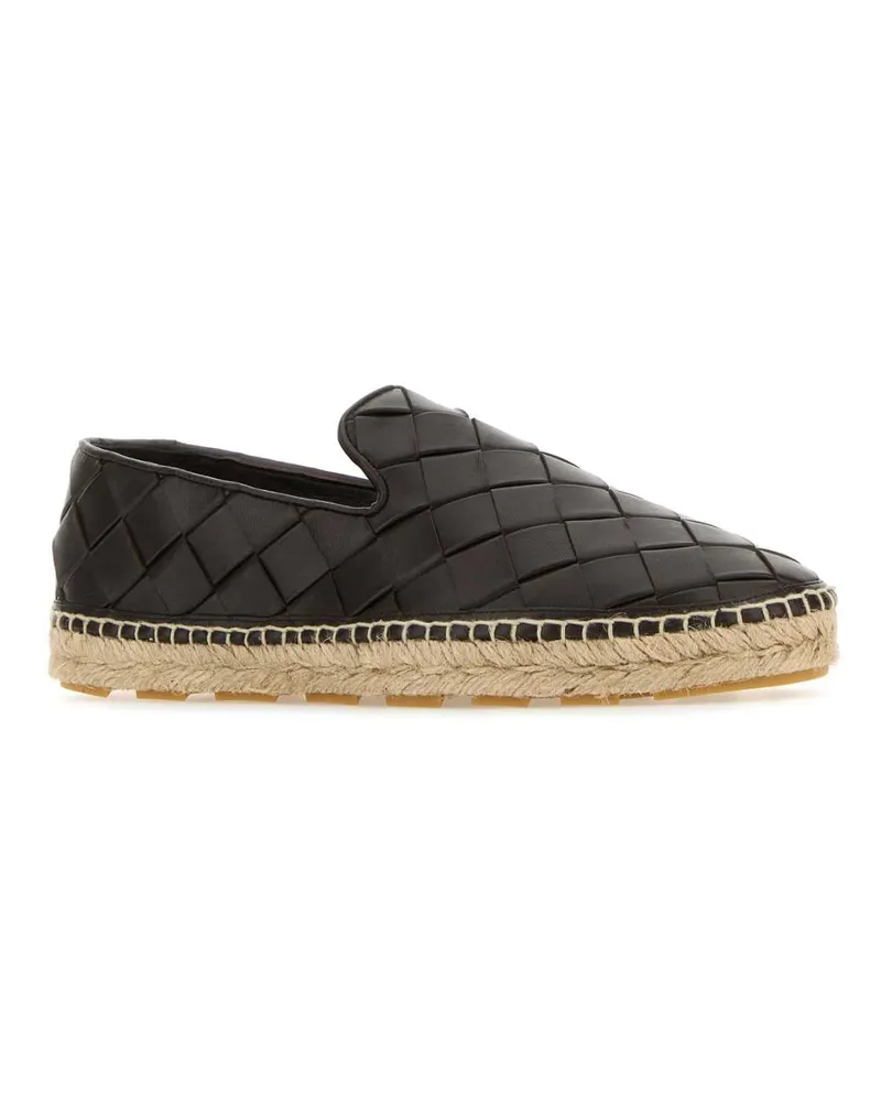 Bottega Veneta Women's Dark Brown Leather Jack Espadrillas Fondant Espadrilles Black
