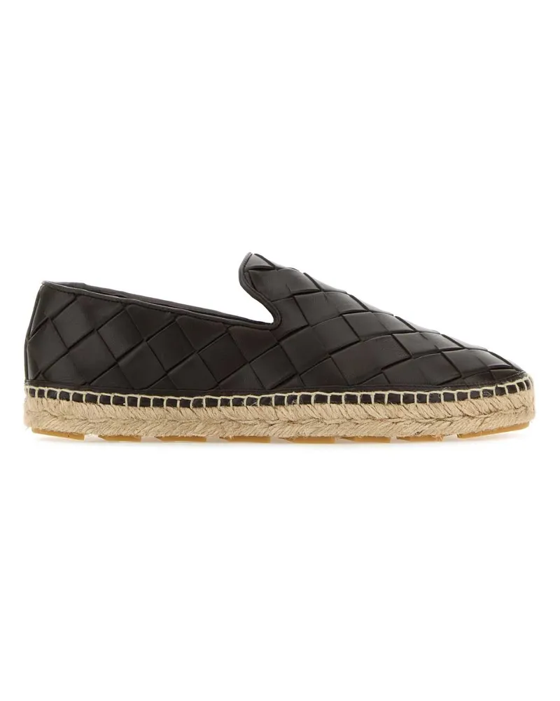 Bottega Veneta Women's Dark Brown Leather Jack Espadrillas Fondant Espadrilles Black