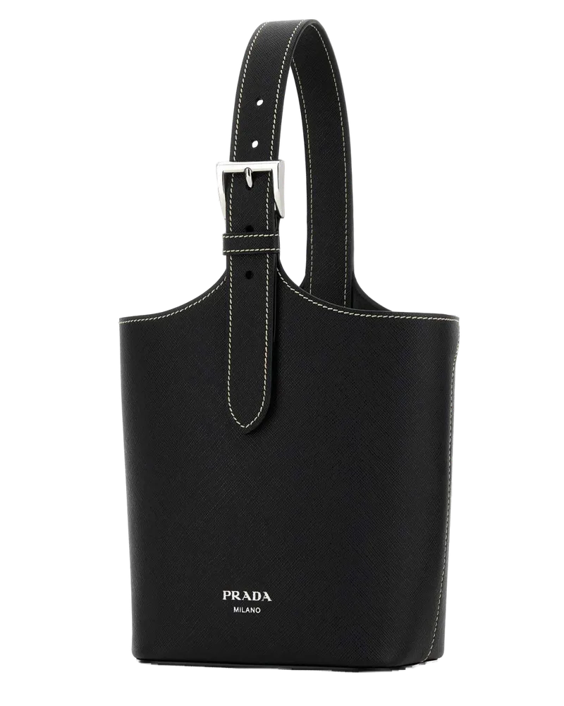 Prada Women's Black Leather Shoulder Bag Nero Borse A Mano Black