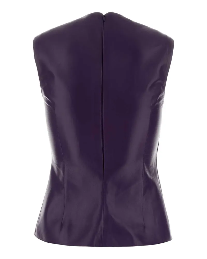 Miu Miu Women's Leather Tank Top Purple Lamb Tops Purple