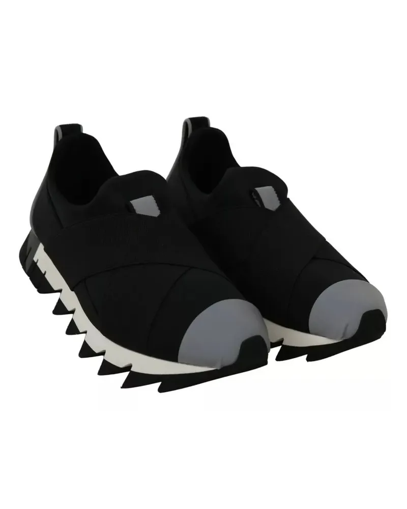 Dolce & Gabbana Women's Black Shark Neoprene Stretch Sneakers Shoes Black
