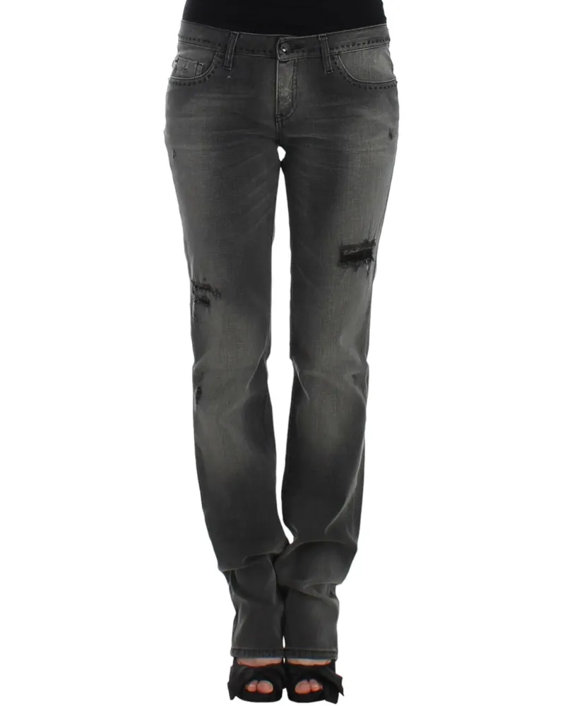 CoSTUME NATIONAL Women's Gray Straight Leg Jeans Cotton Clothing Gray
