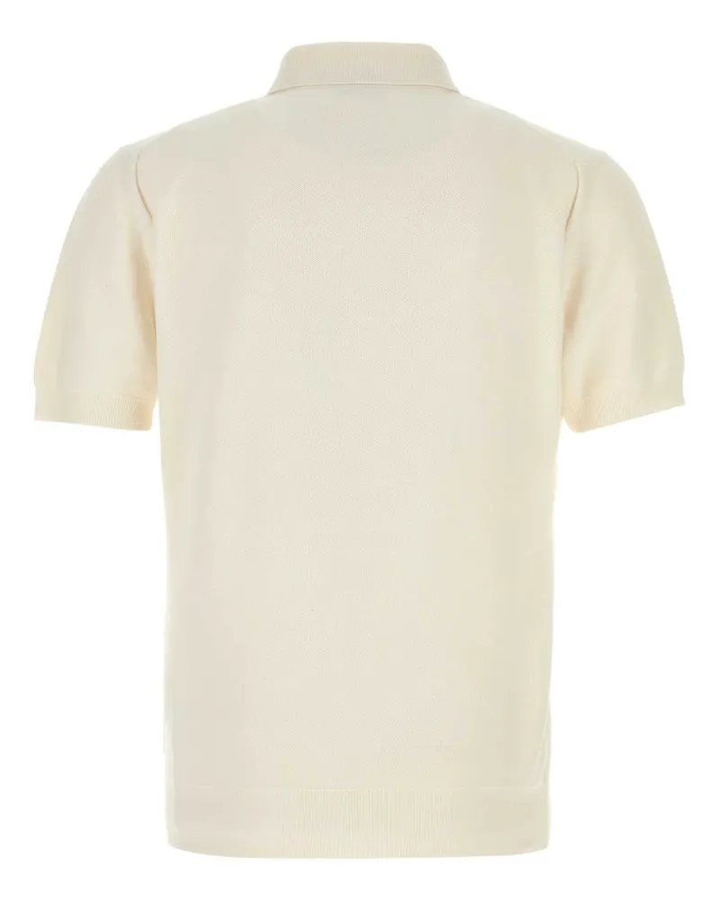 Tom Ford Men's Silk-Cotton Knit Polo White Button White