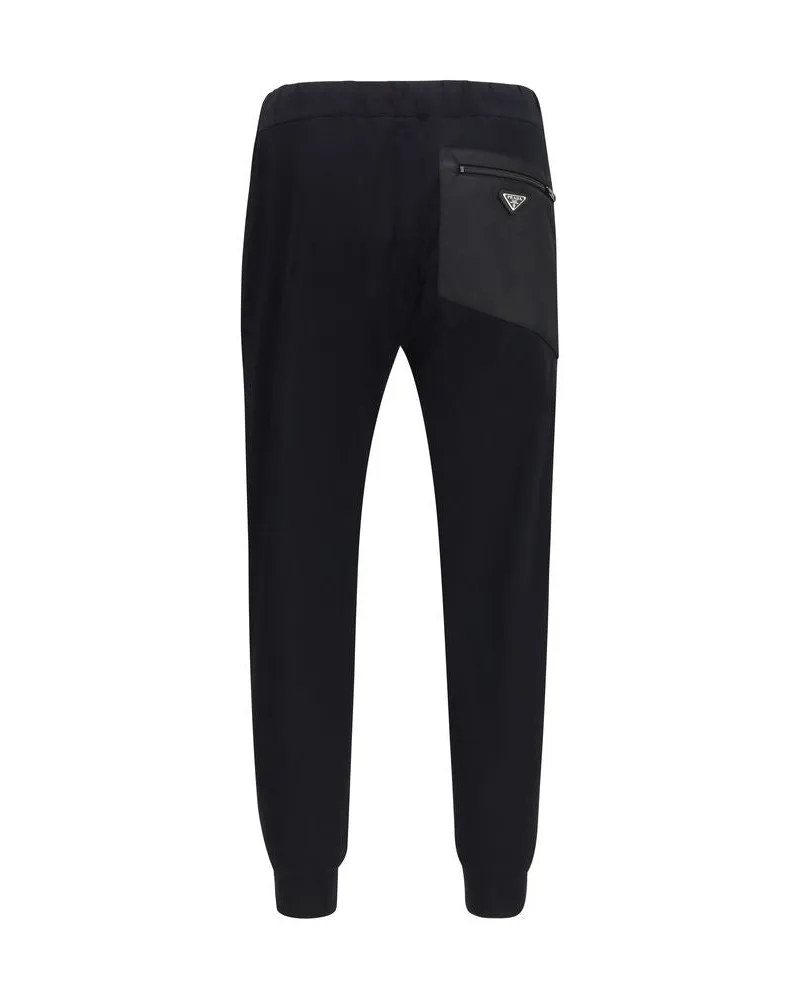 Prada Men's Black Nylon Athletic Pants Black