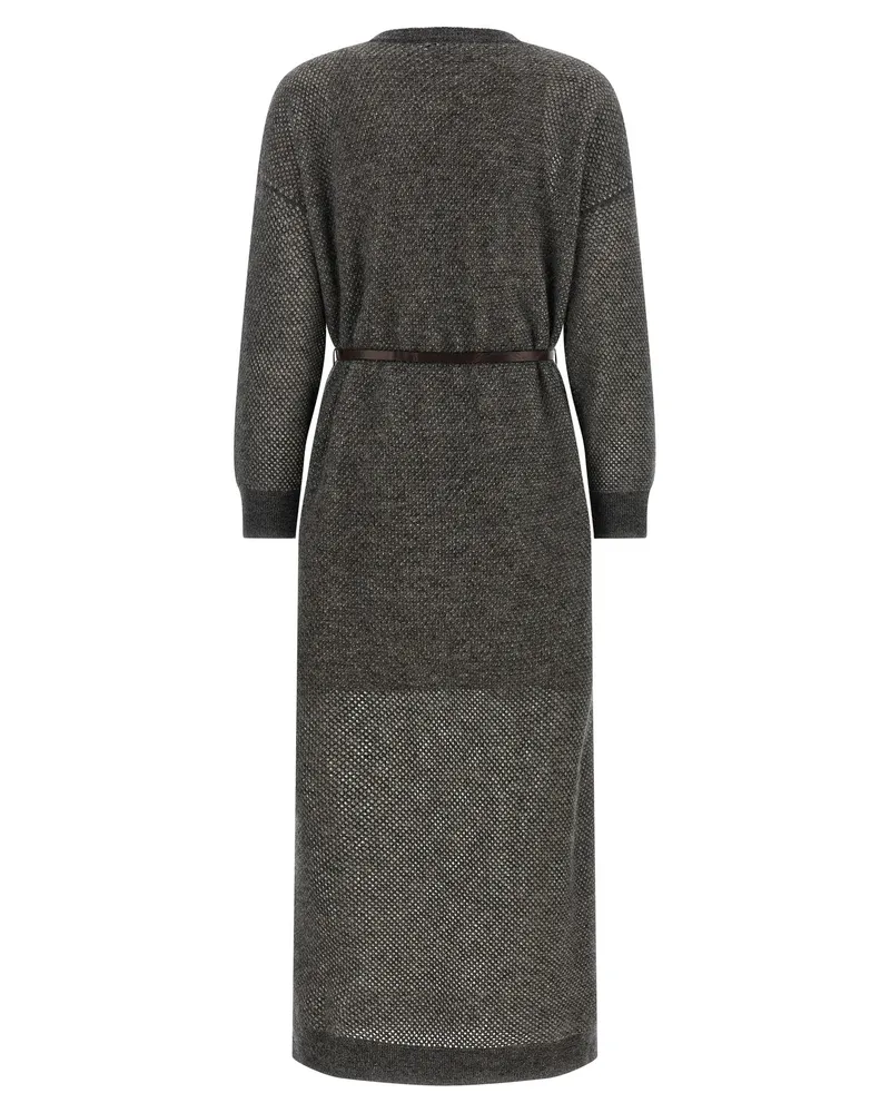 Brunello Cucinelli Women's Gray Wool Midi Dress Gray