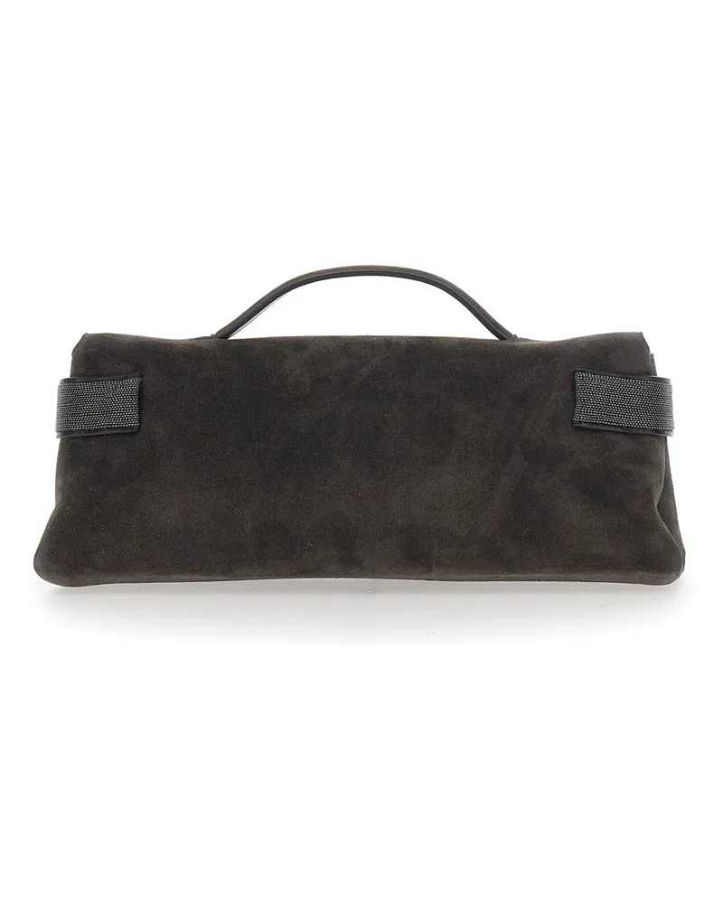 Brunello Cucinelli Women's Clutch Essence Brown Suede Leather Bags Brown