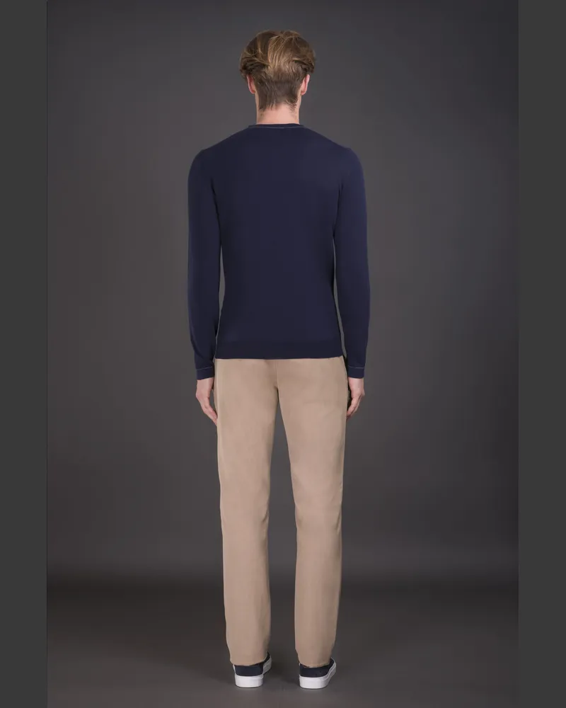 MOORER Mens Navy Slim Fit Sweater Clothing Navy