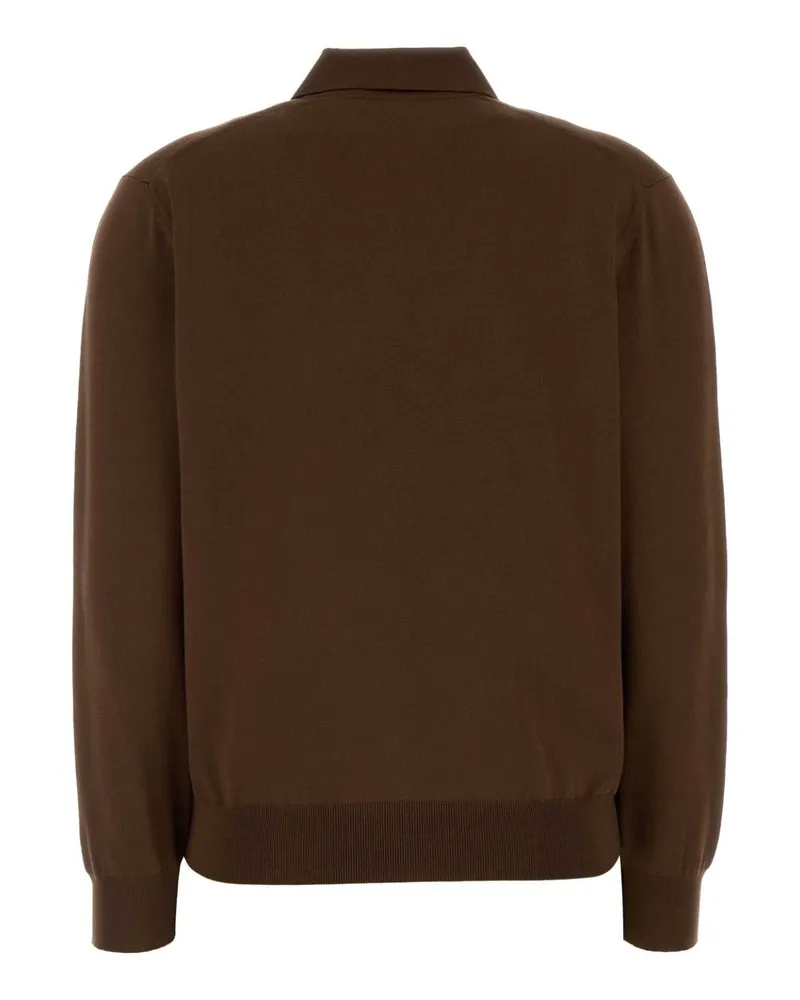 Prada Women's Brown Silk Blend Polo Shirt Tabacco+prato Exterior: Recycled Nylon Brown