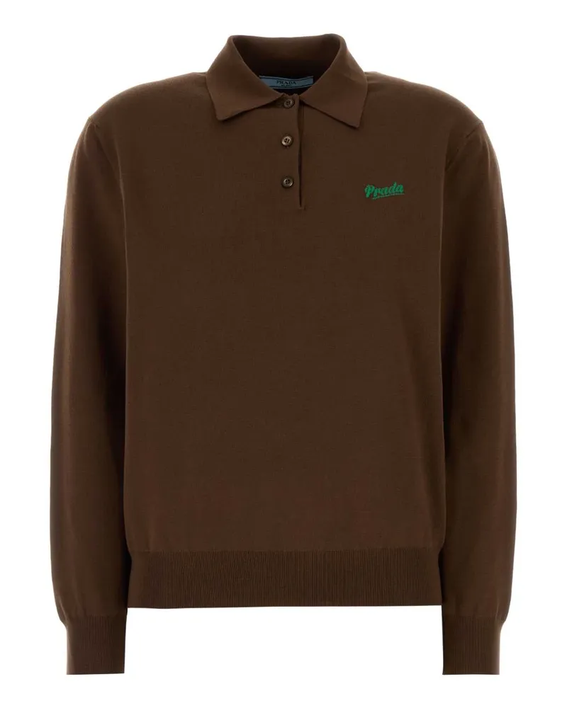 Prada Silk Blend Polo Shirt — Brown Brown