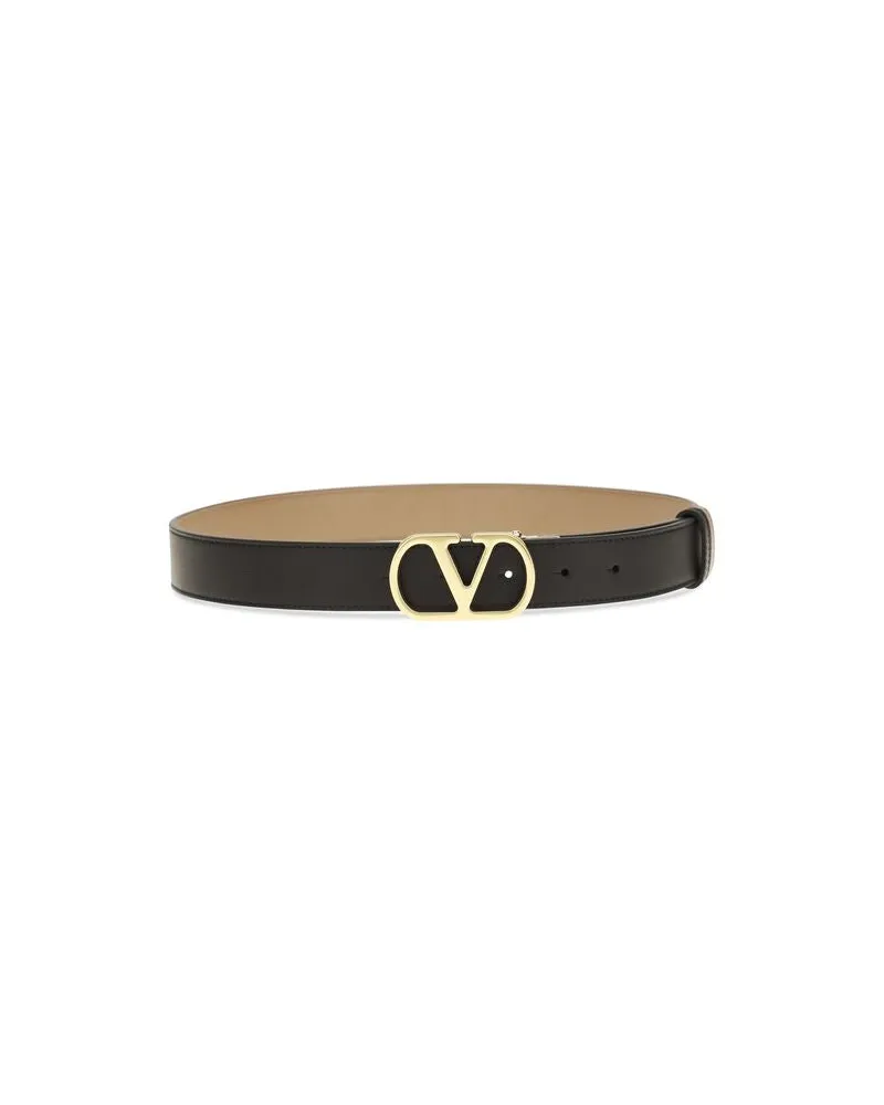 Valentino Garavani Women's Black Calf Leather Bos Taurus Regular Belt Black