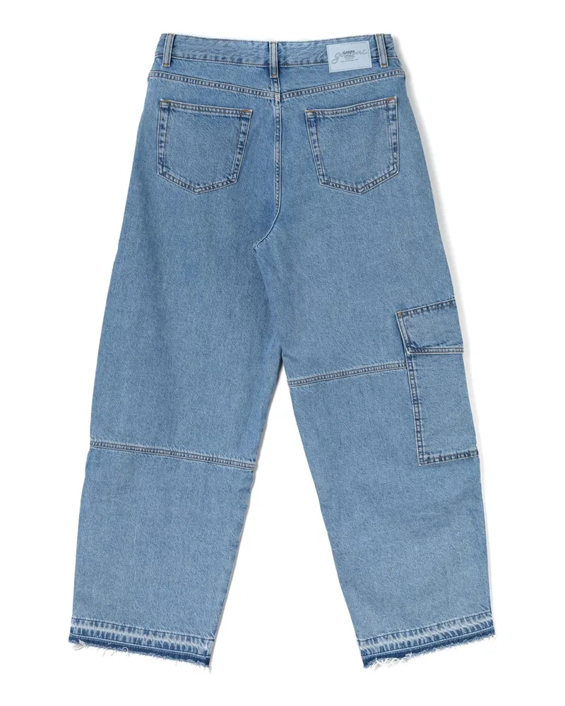 Ganni Broderie Anglaise Cargo Jeans — Blue Blue