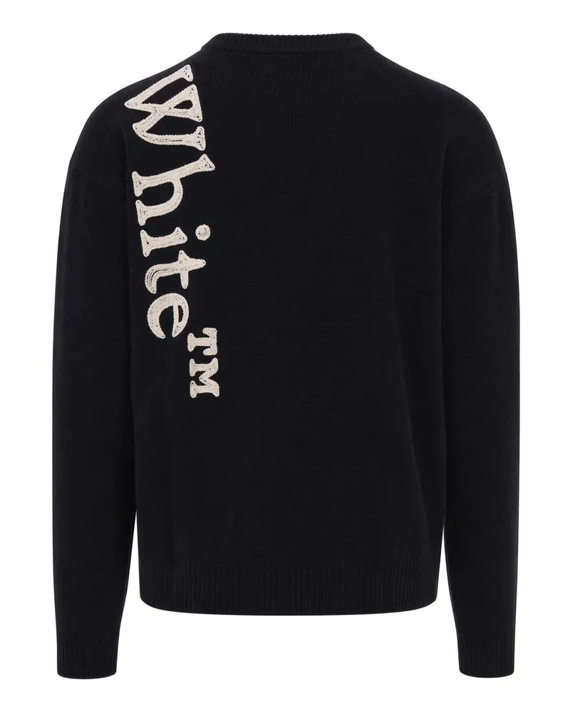 OFF-WHITE Men's Crew-Neck Wool Jumper Black Jumpers Sweater Black