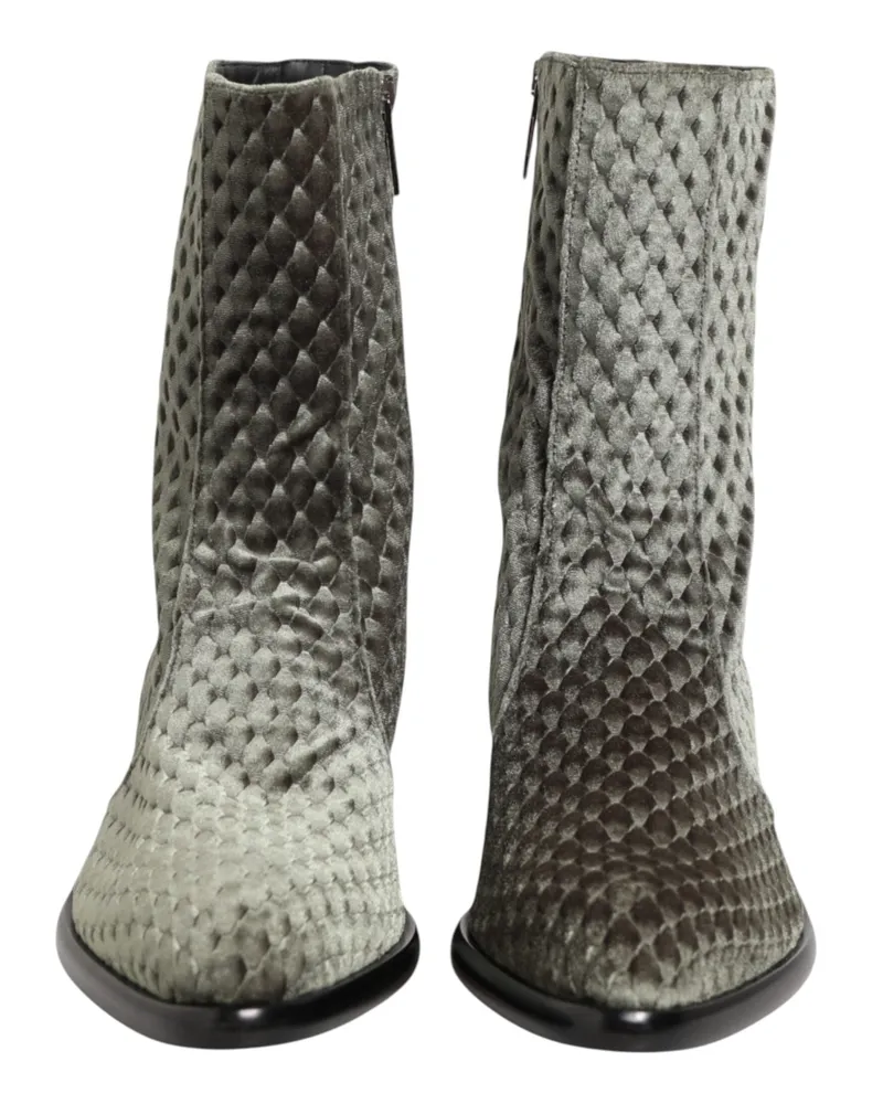 Dolce & Gabbana Cotton Velvet Boot — Gray Gray