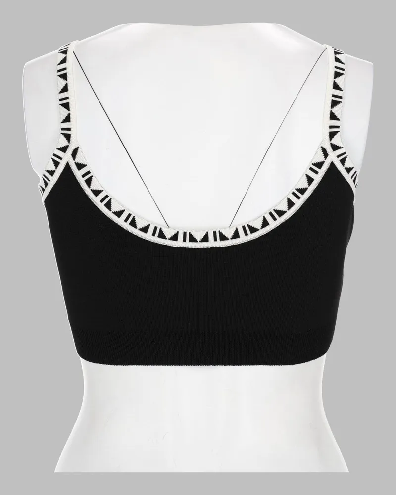 Versace Logo-Embroidered Ribbed Knit Tank Top — Black Black