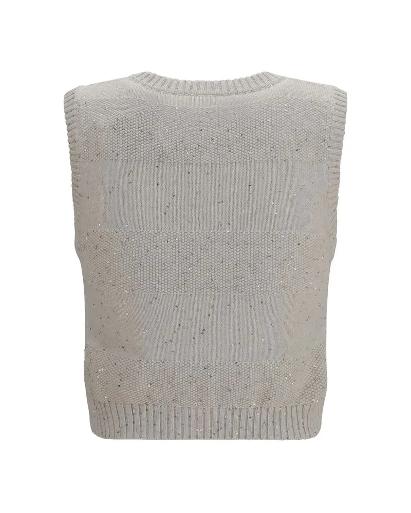 Brunello Cucinelli Women Beige Cotton Sleeveles Sweater Clothing Beige