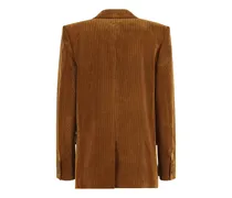 Cotton Velvet Double-Breasted Blazer — Brown