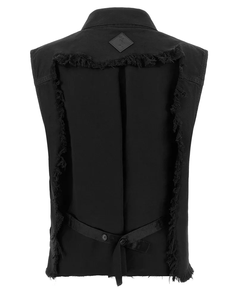 Haikure Cotton Denim Vest — Black Black