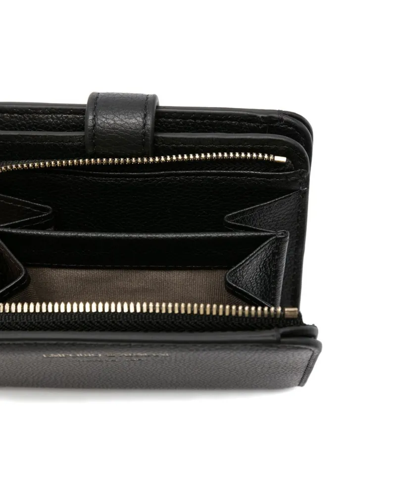 Emporio Armani Tumbled-Leather Bi-Fold Wallet — Black Black