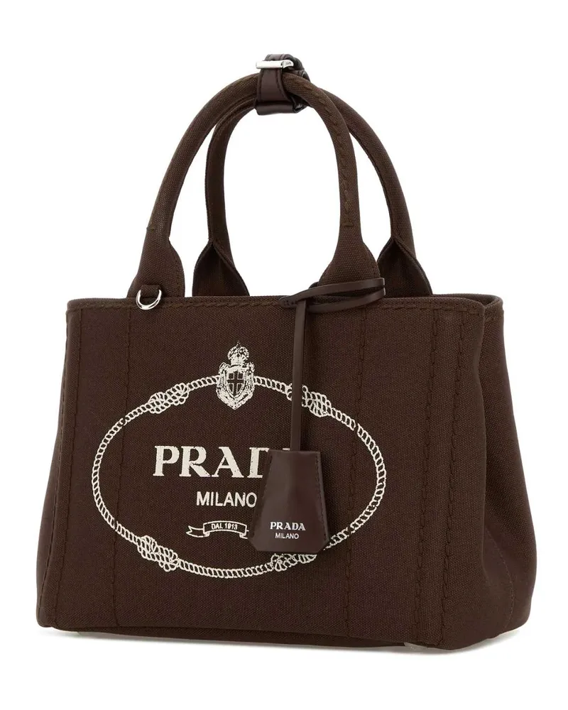Prada Women's Brown Canvas Small  Jardiniã¨re Handbag Cacao Borse A Mano Bag Brown