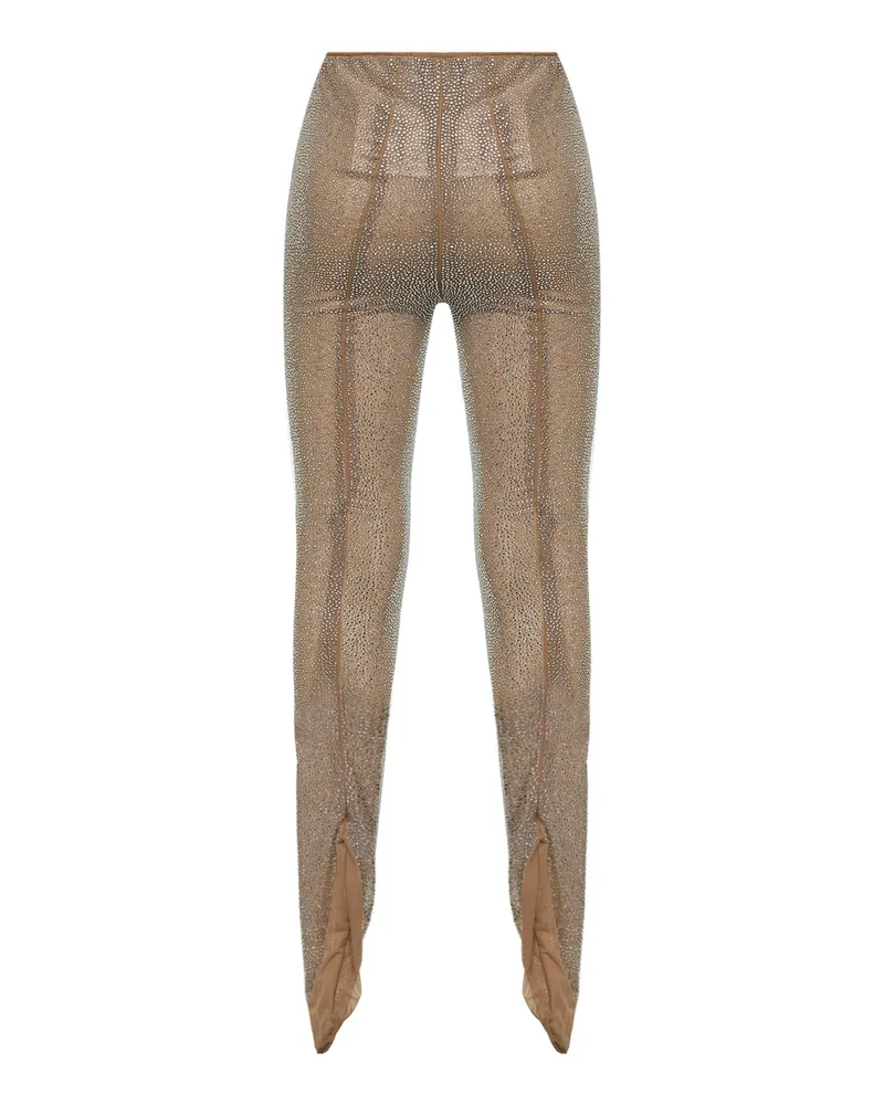 Giuseppe di Morabito Women's Leggings Crystal-Embellished Beige Polyamide Trousers Beige