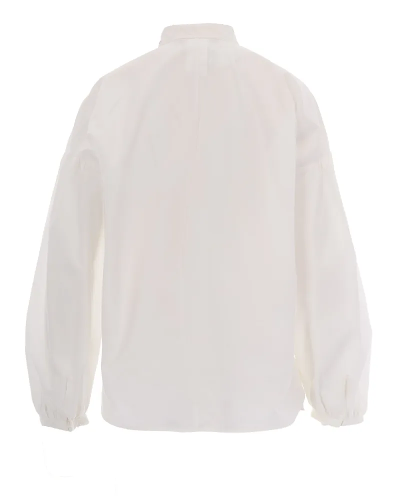 Max Mara Women's Satin Blouse Ivory Cotton Shirt Ivory
