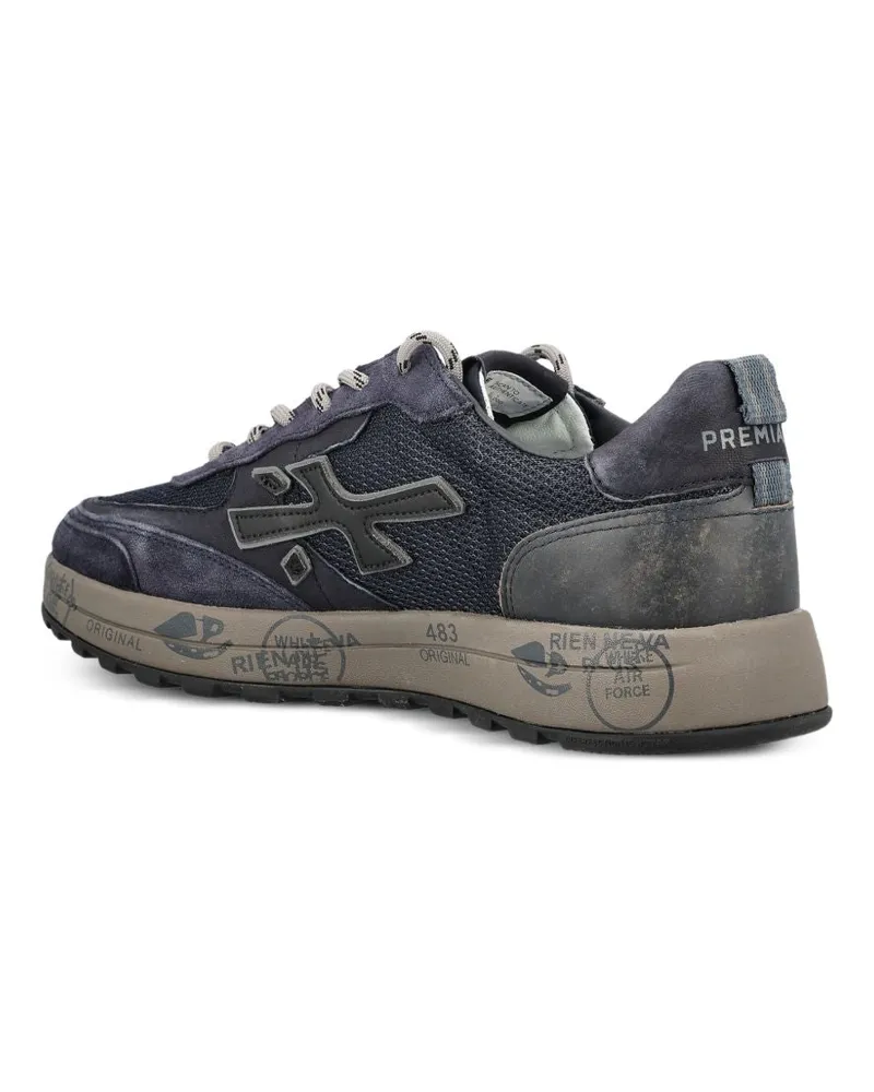 Premiata Men's Sneakers Nous Navy Blue Suede And Mesh Upper: Calfskin Trainers Navy