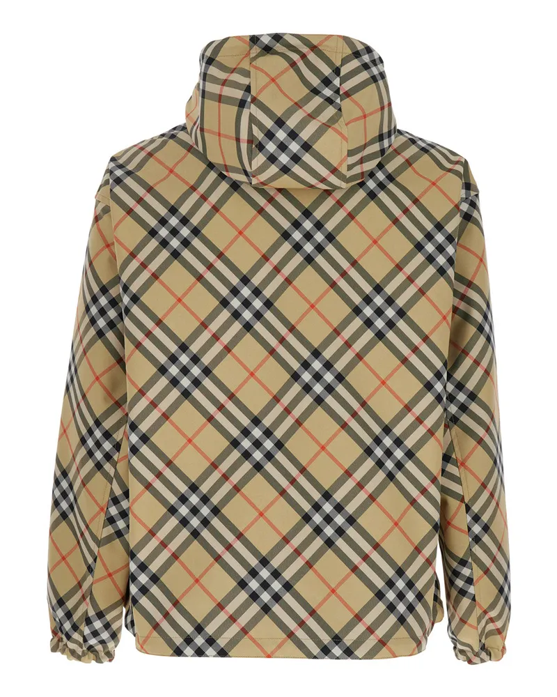 Burberry Men's Reversible Jacket Beige Check Motif Polyester Coat Beige