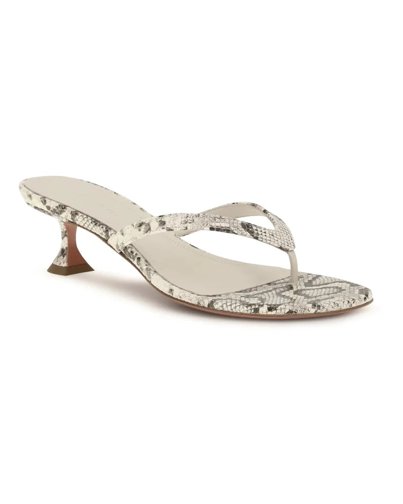 Amina Muaddi Women's Snake-Print Juliette Thong Sandals Natural Printed Snake Beige
