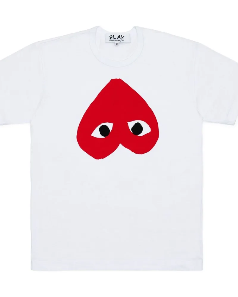 Comme des Garçons Red Heart Appliqué T-Shirt — White White