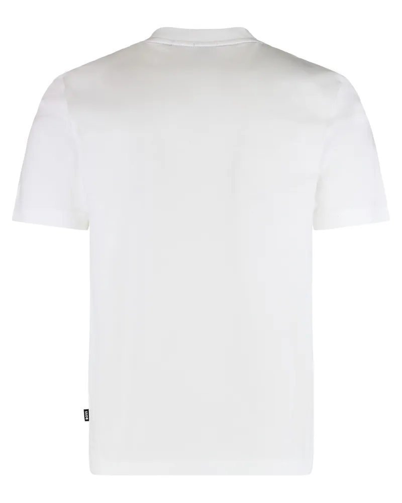 HUGO BOSS Men's Crew Neck Cotton T-Shirt White T-Shirts And Polos White