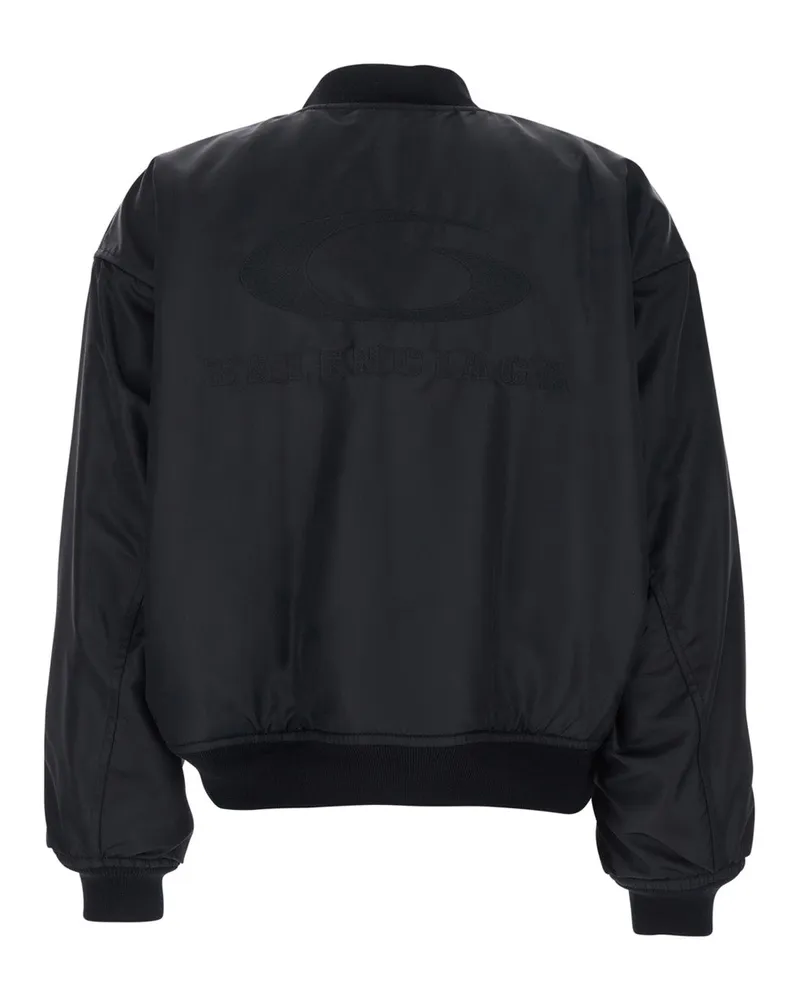 Balenciaga Women Bomber Jacket High Collar Black Polyamide Coat Black