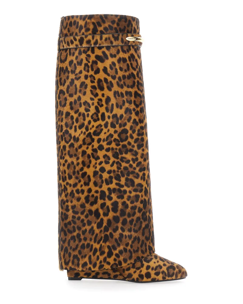 Givenchy Leopard-Print Calf Leather Boot — Brown Brown