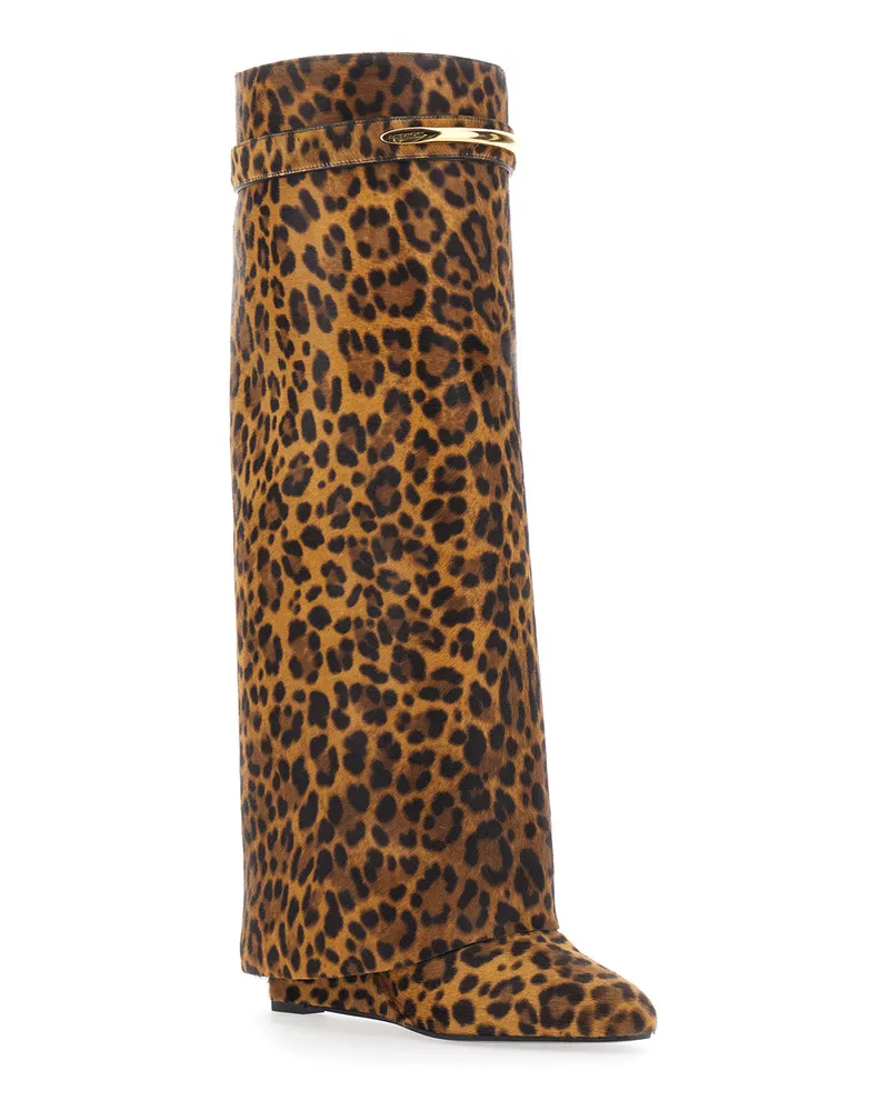 Givenchy Leopard-Print Calf Leather Boot — Brown Brown