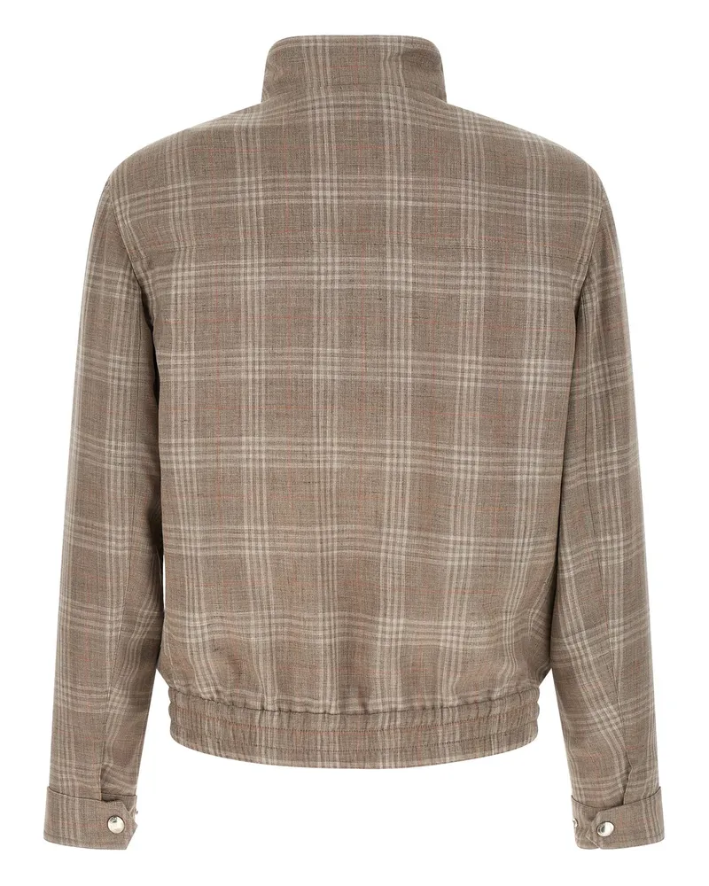 Brunello Cucinelli Tartan Wool Blend Jacket — Beige Beige