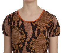 Snake Skin Print T-Shirt — Brown