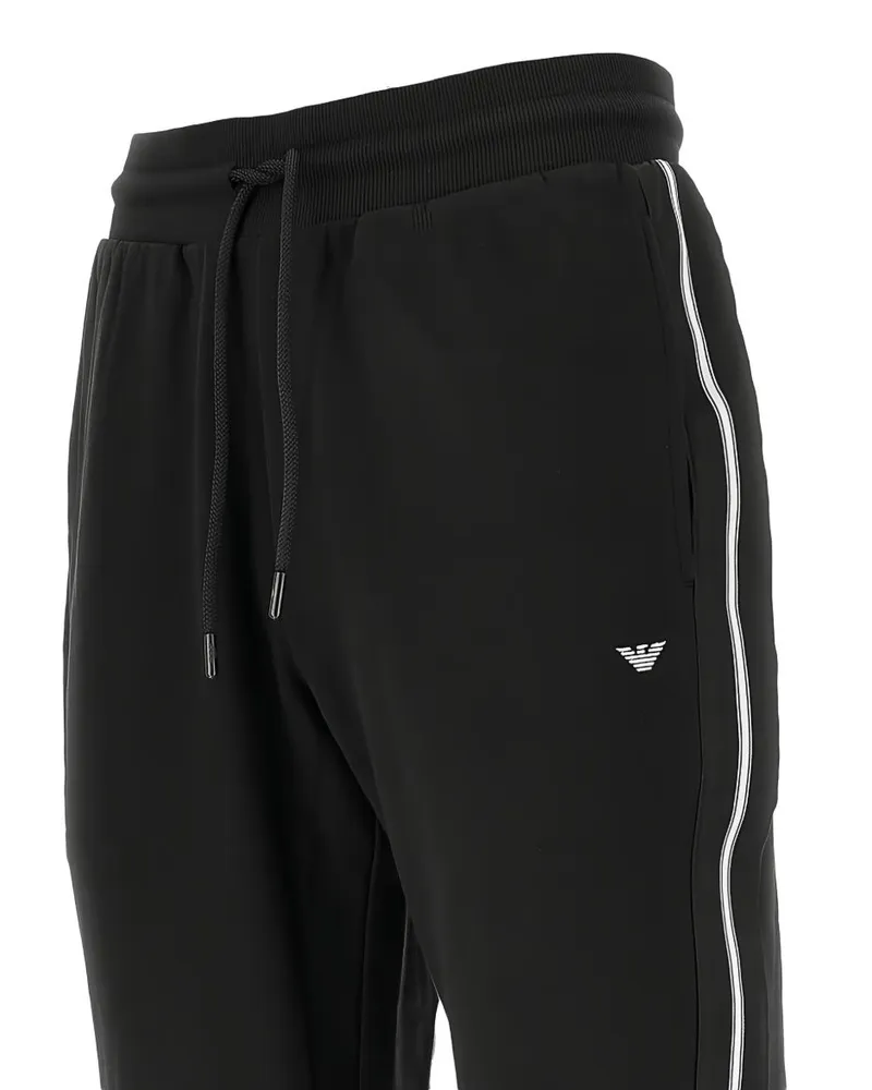 Emporio Armani Side-Stripe Joggers — Black Black