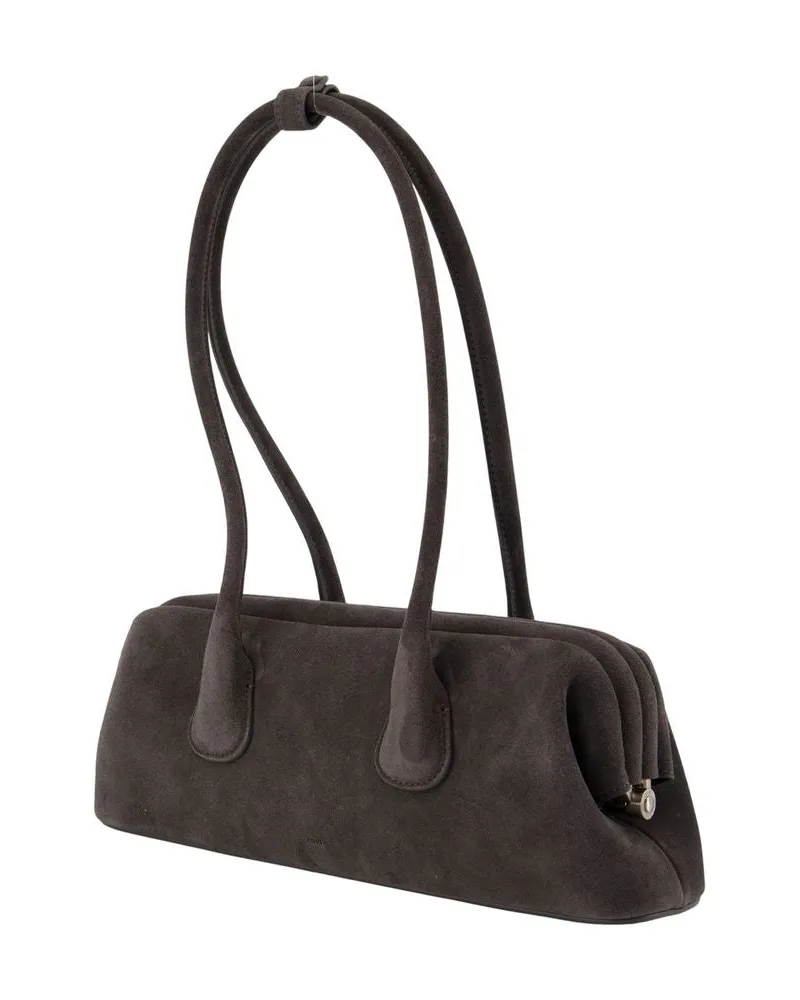 OSOI Women's Boat Wide Mini Shoulder Bag -  Leather Grey Cowhide Shoulder-Hobo-Bags Gray