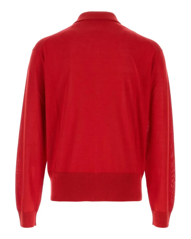 Versace Men's Red Silk Blend Cardigan Exterior: Cotton Maglieria Sweater Red