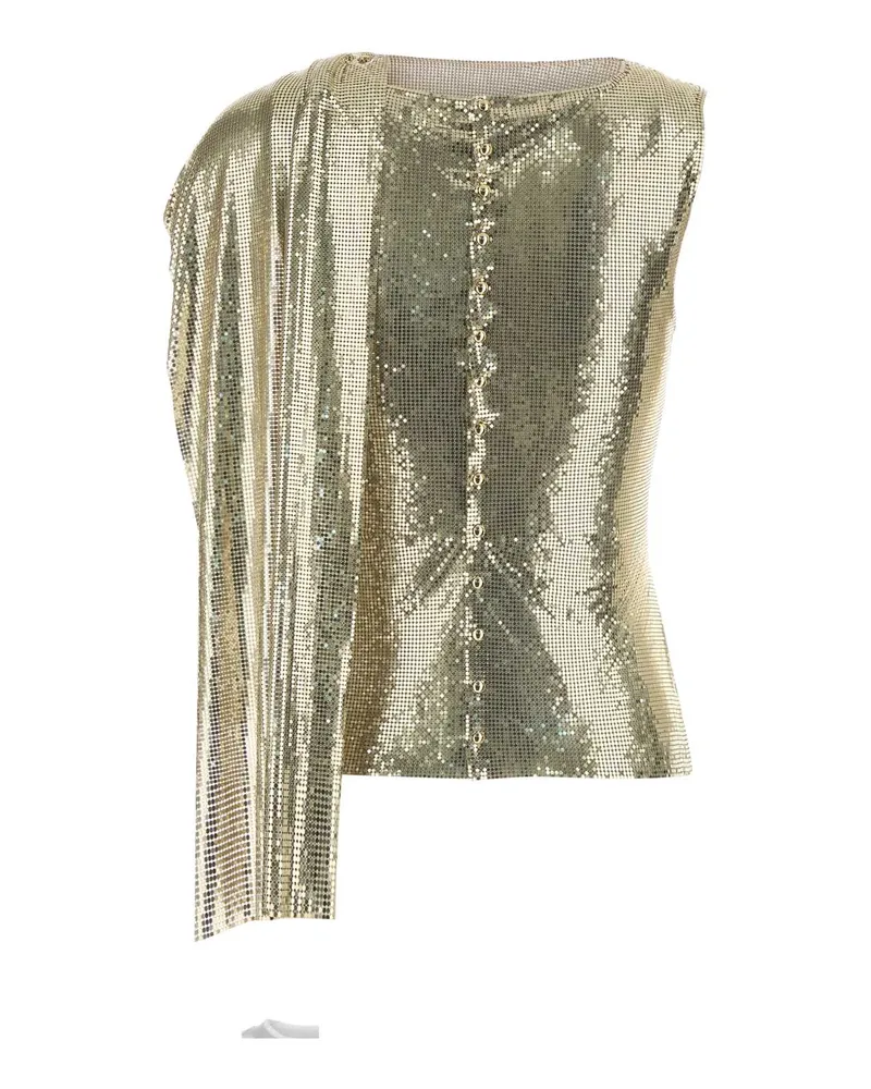 Paco Rabanne Women's Gold Metal Knit Top Lightgold Exterior: Aluminium Maglie Sweater Gold