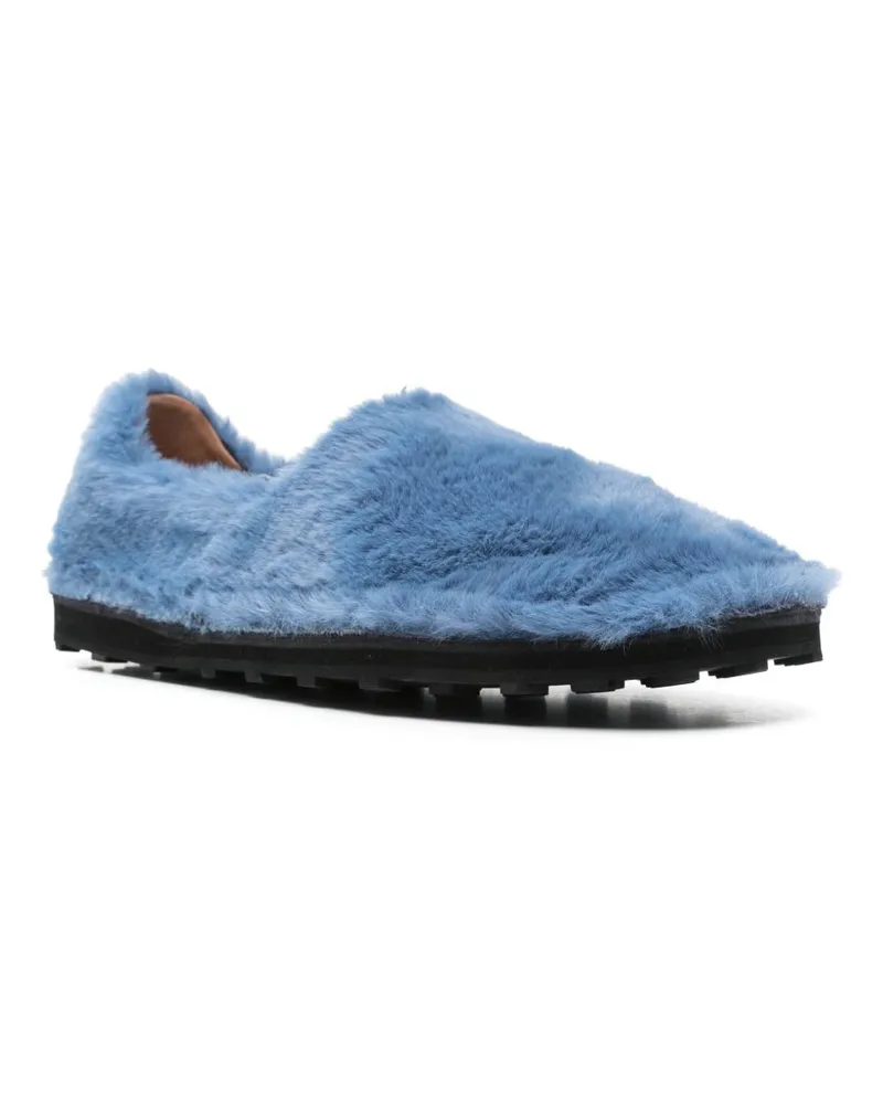 Marni Faux Fur Slip-On Loafer — Cerulean Blue Cerulean