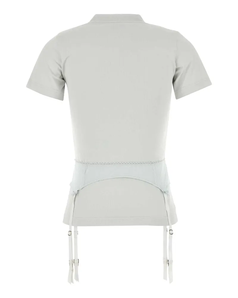Balenciaga Women's Chalk Stretch Cotton T-Shirt Dirty White Exterior: Elastane White