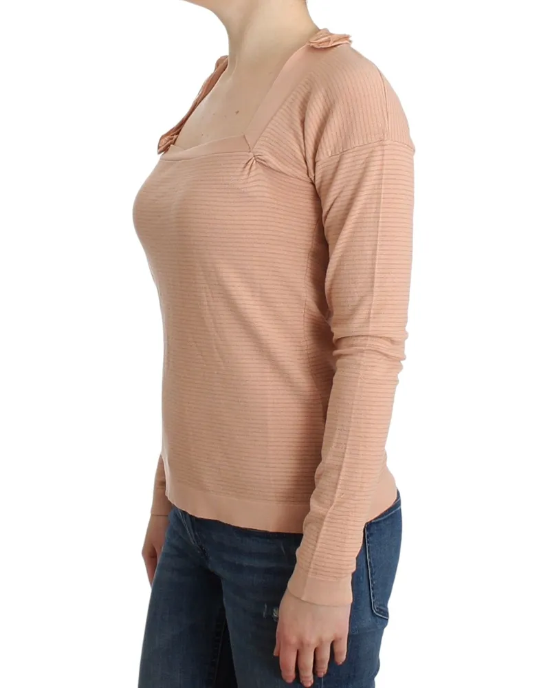 Ermanno Scervino Women's Orange Wool Blend Striped Long Sleeve Top Nylon Orange