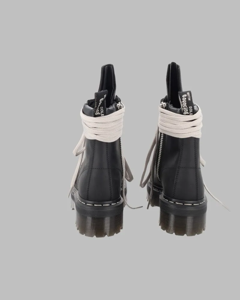 Dr.Martens Lace-Up Leather Combat Boots — Black Black