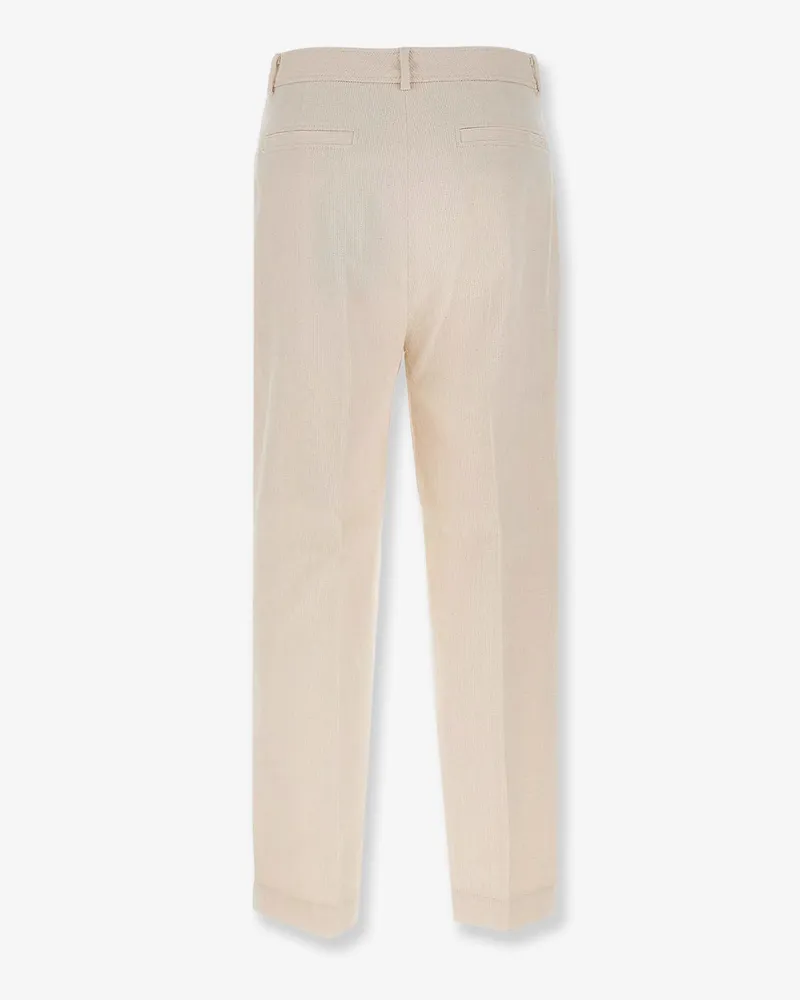 HUGO BOSS Women's Trousers Corduroy White Cotton White