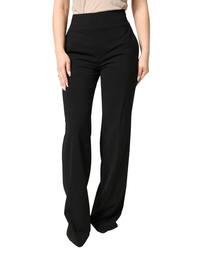 Just Cavalli Women's Black High Waist Straight Trouser Formal Pants Polyester Black