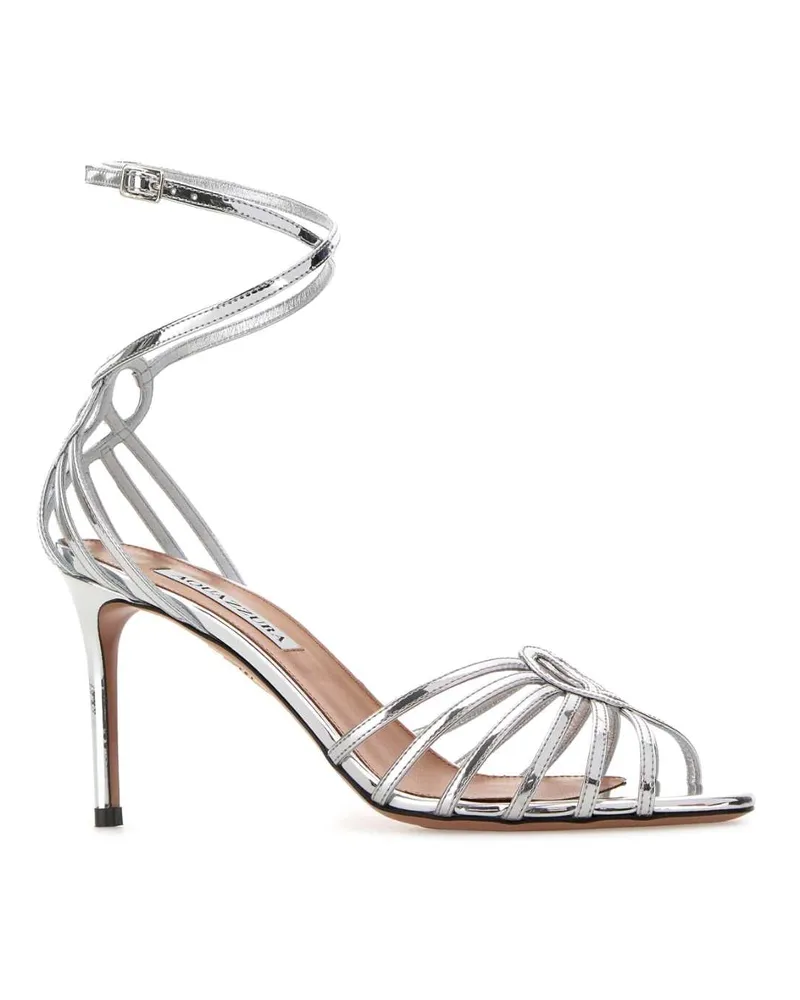 Aquazzura Women's Silver Leather Sweetheart Sandals Sandali Silver