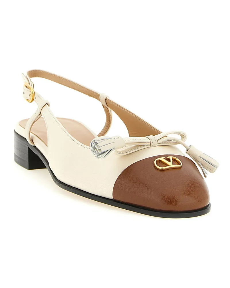 Valentino Garavani Women's Black Leather Ballet Flats Multicolor