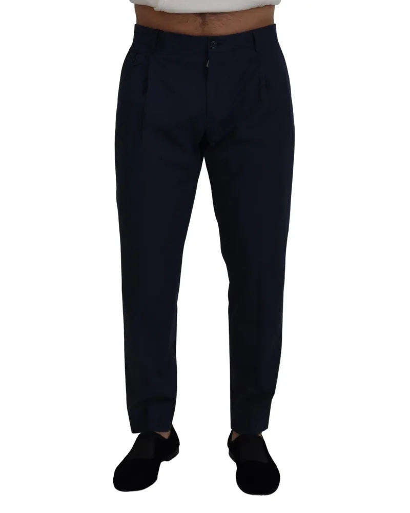 Dolce & Gabbana Men's Blue Cotton Slim Trousers Chinos Pants Navy