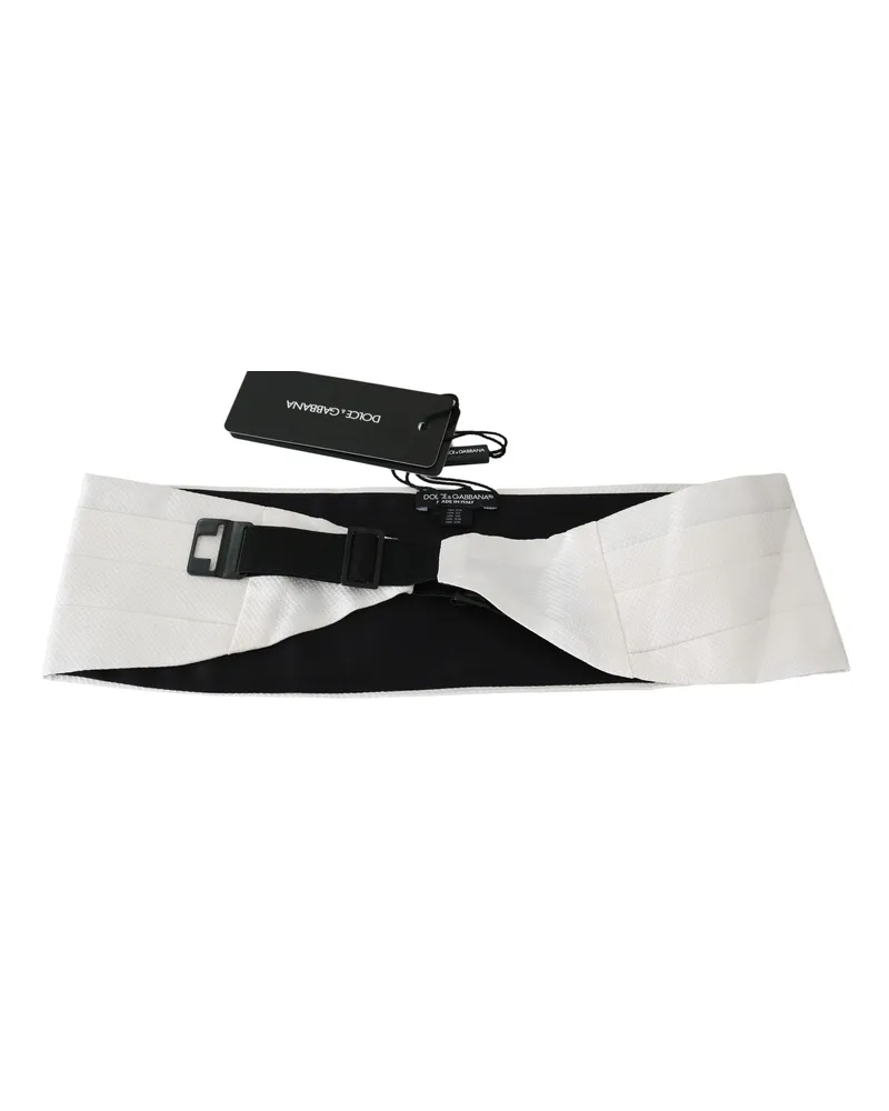 Dolce & Gabbana White Men Waist Belt Silk Cummerbund White