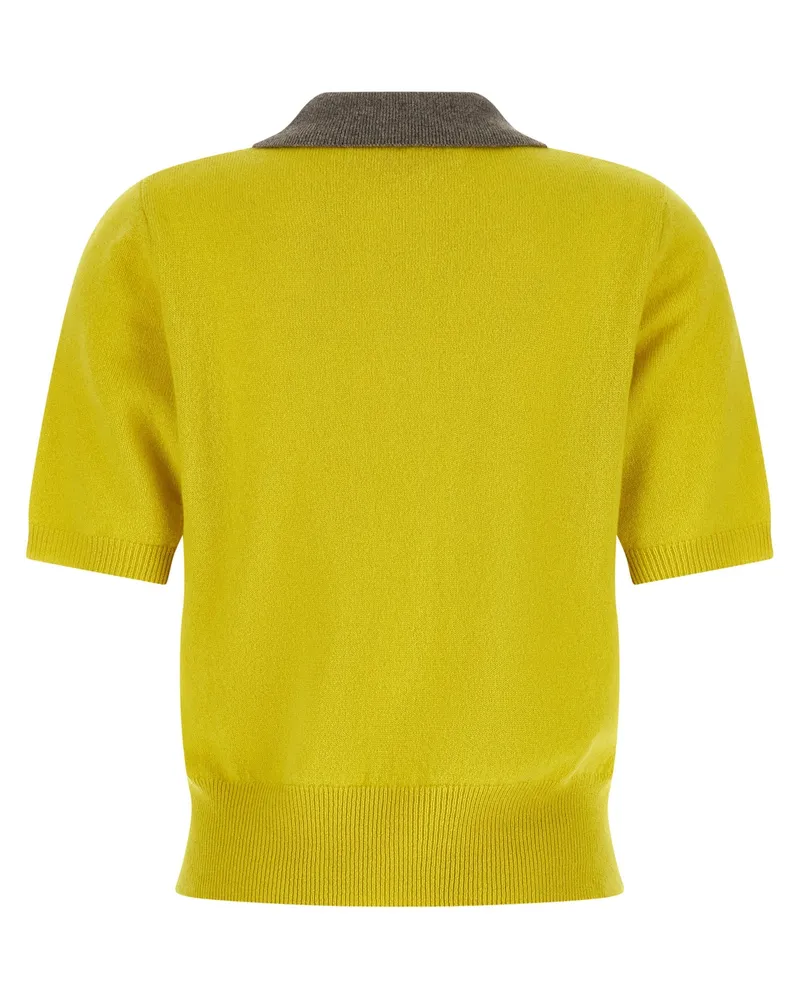 Marni Women's Bicolor Cashmere Polo Shirt Yellow